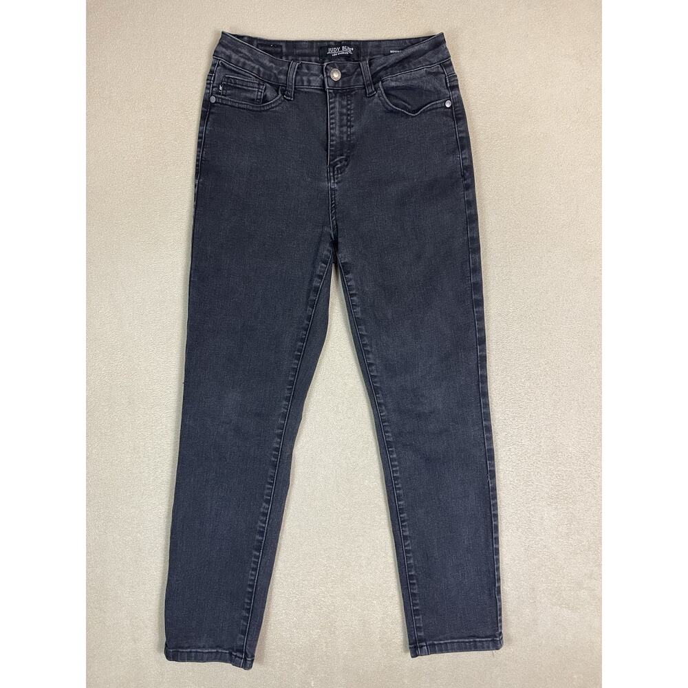 Judy Blue Jeans Womens 28 Black Boyfriend Fit Mid Rise Stretch Straight Leg‎